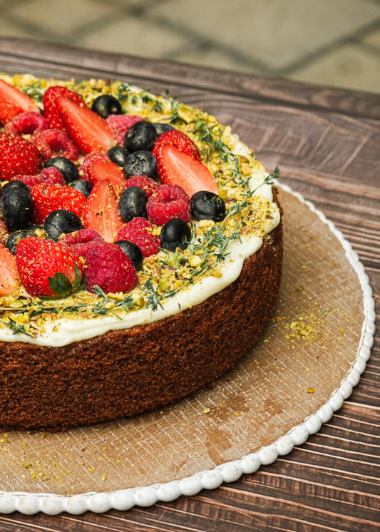 Olive Oil Cake with Mixed Berries