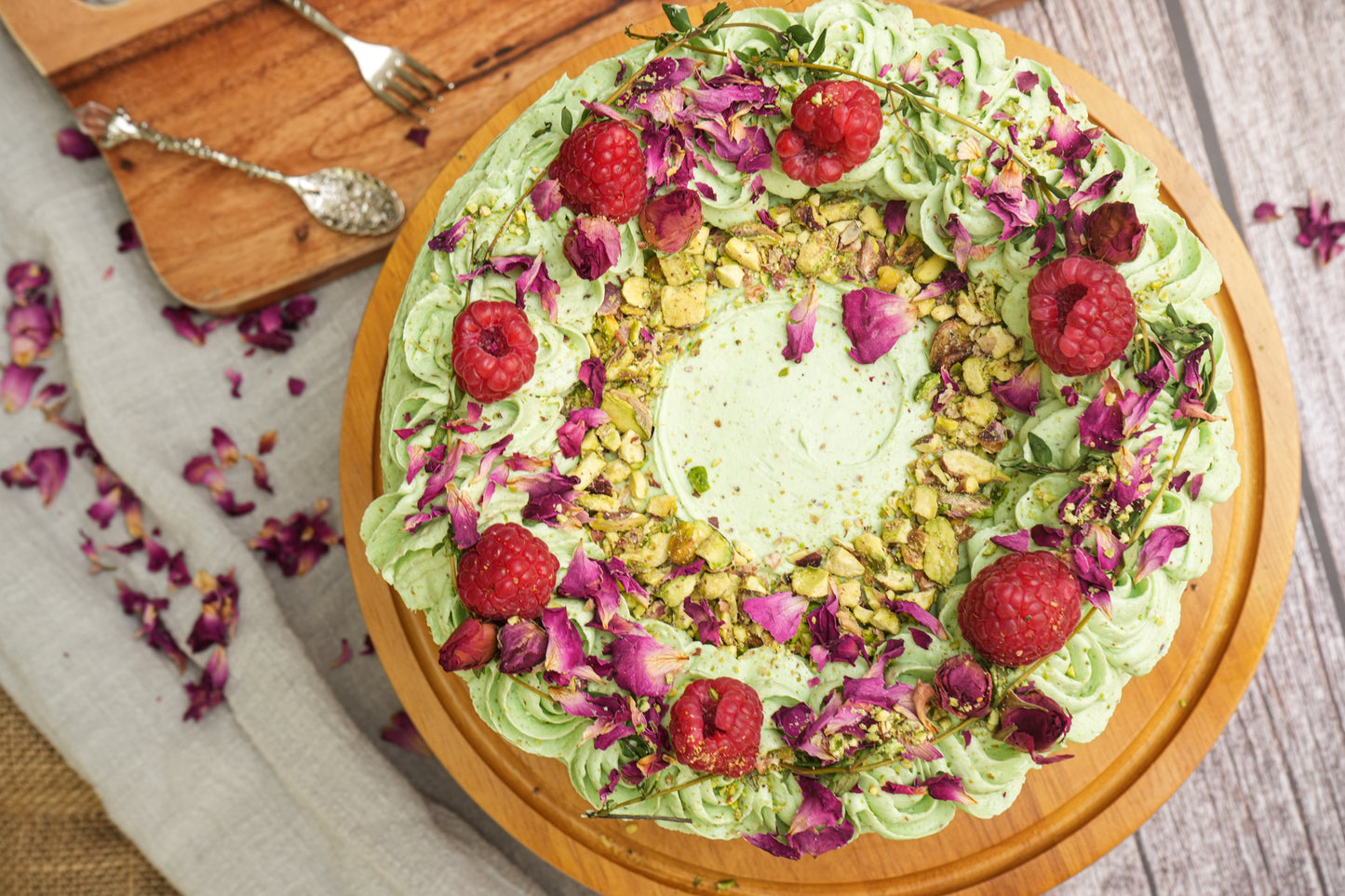 Pistachio Raspberry Honey Cake