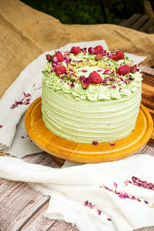 Pistachio Raspberry Honey Cake