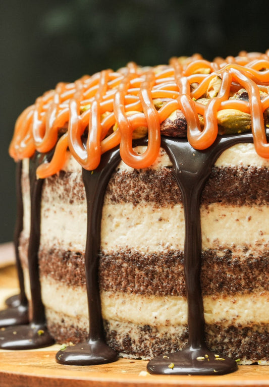 salted caramel pistachio cake