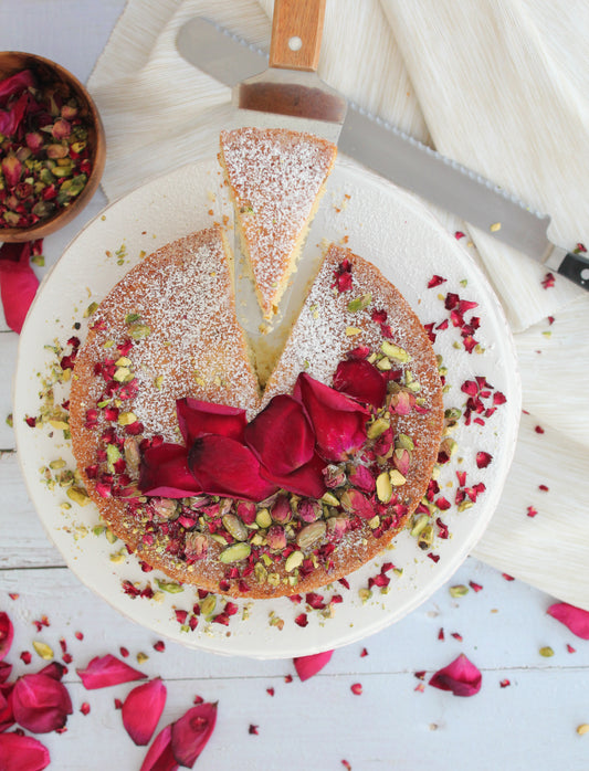 Semolina, Pistachio & Rose cake