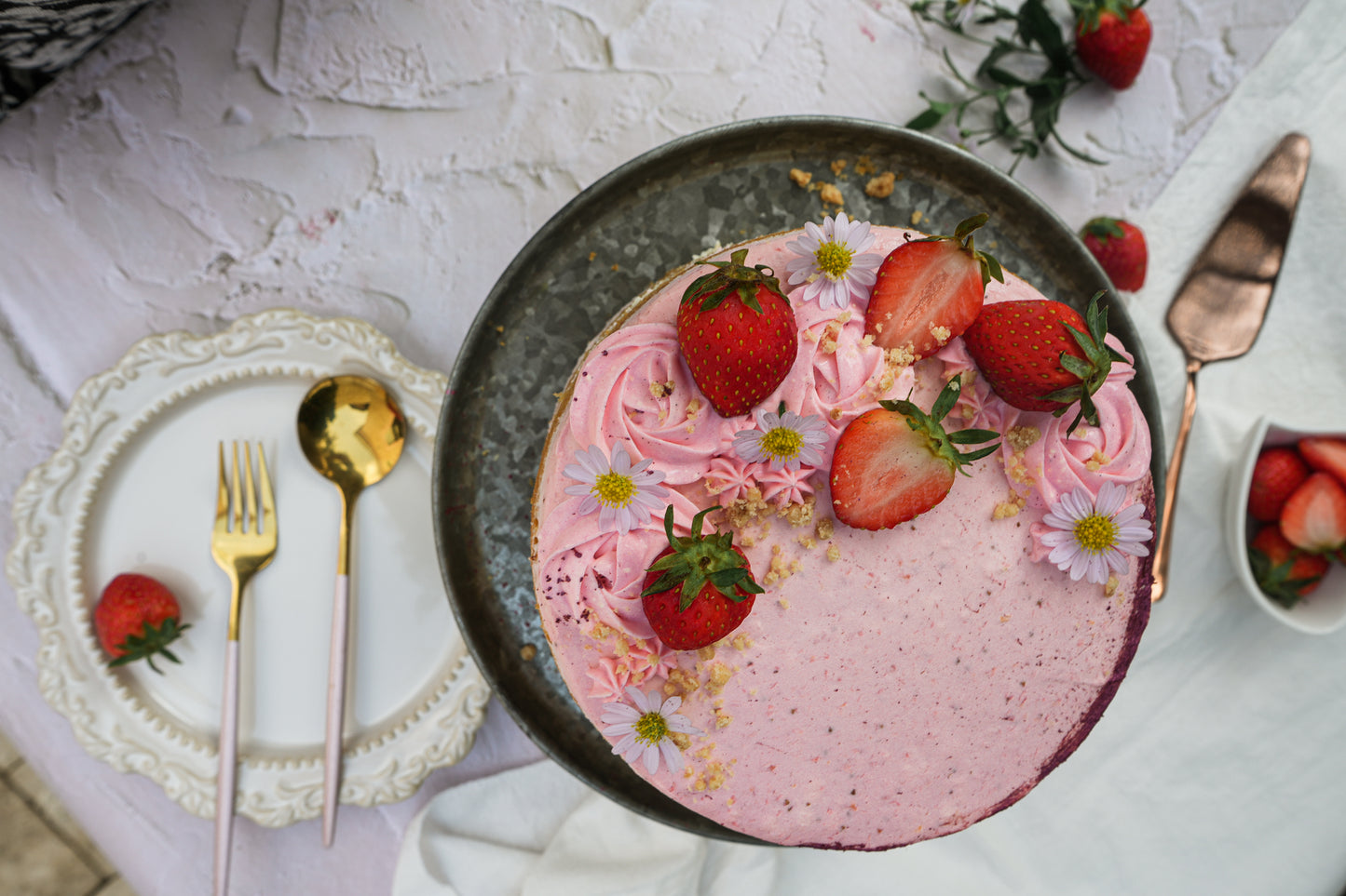 Strawberry Mousse Lemon Cake
